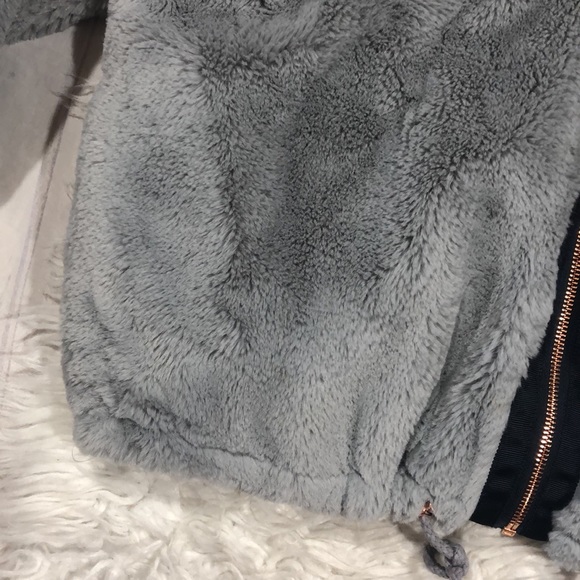 Lucky Brand Missy Faux Fur Gray Teddy Rose Gold Jacket - Picture 13 of 14